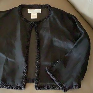 Harrison Morgan 100% Silk Organza Beaded Bolero Shrug Jacket Black Petite Small